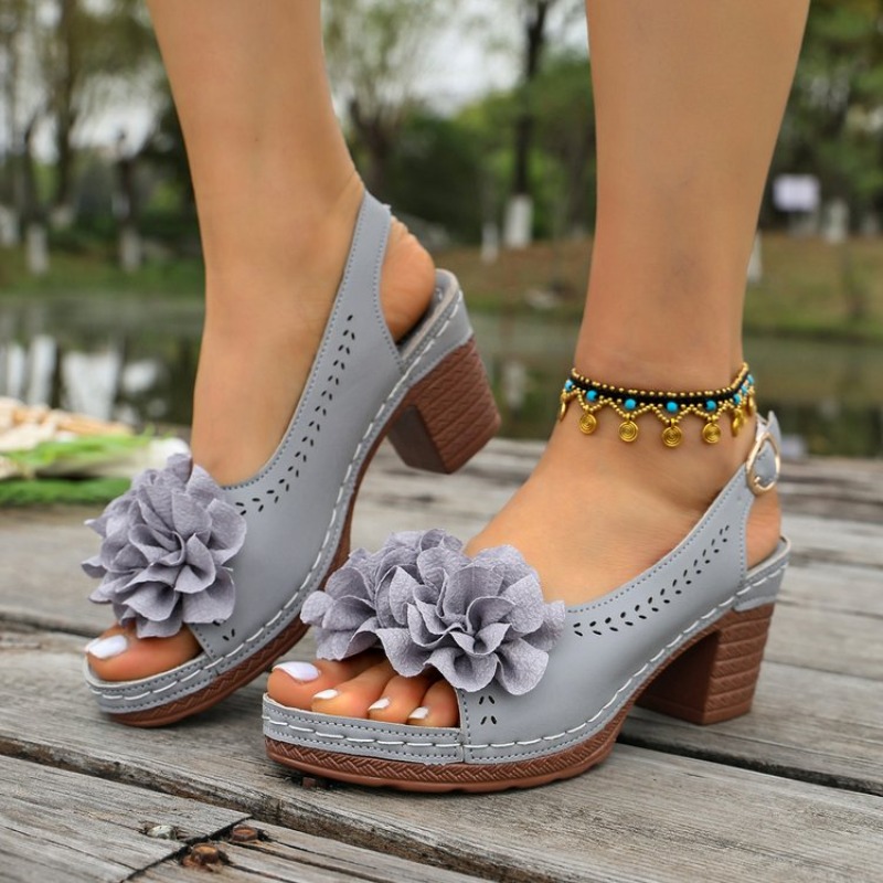 Vintage Fashion In 2026 - Vintage Bloem Decoratie Peeptoe Sandalen Dames