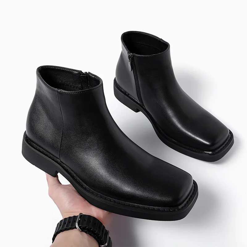 Vintage Fashion For Men - Zwart Nieuwe Mode Mannen Casual Lederen