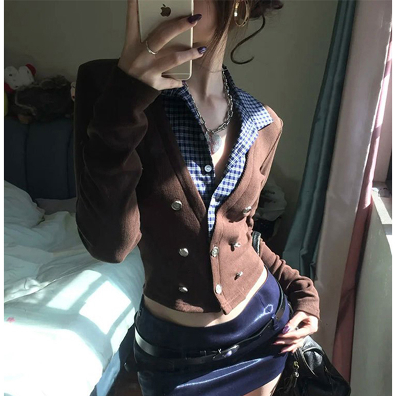 Crop Cardigan Vintage - MEXZT Y2K Cropped Gebreid Vest Vrouwen