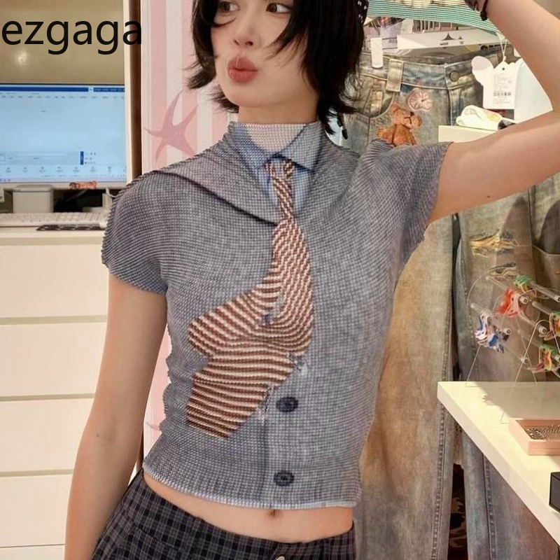 Tie Dye Shirt Vintage - Ezgaga T-shirts Vrouwen Tie Dye Gedrukt