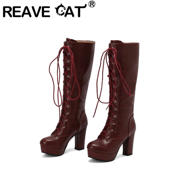 Vintage Fashion Boots - Relave Cat Vintage Vrouwen Knie Laarzen