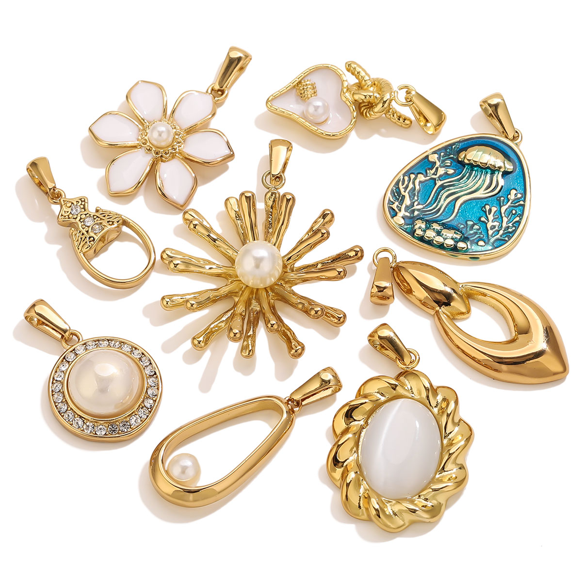 Vintage Fashion Stores - 1 stuks 18K verguld roestvrijstalen bloemencharms