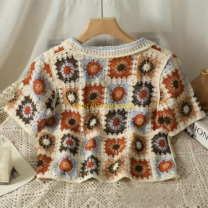 Crop Cardigan Vintage - N5KE gehaakte crop top met korte