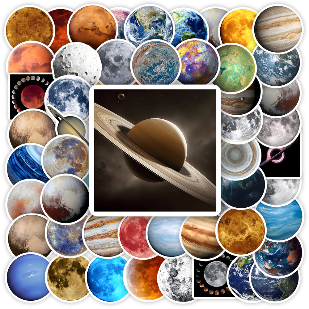 Vintage Fashion Magazines - Planeet Universum Stickers Galaxy Moon Earth