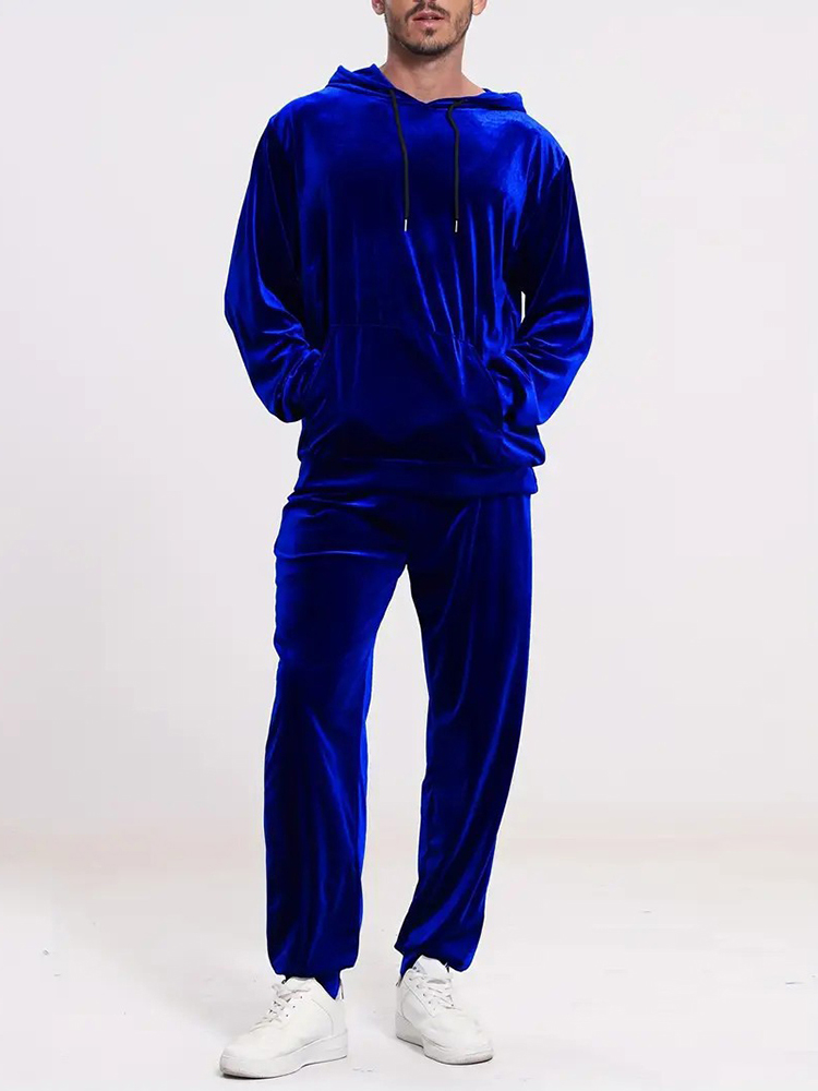 Vintage Fashion For Men - Modevolle effen fluwelen tweedelige set heren