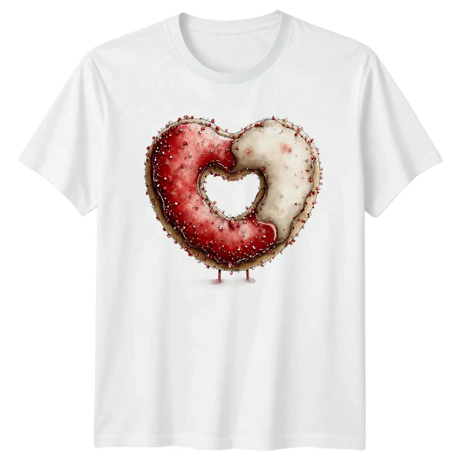 Vintage Fashion Herren - Hartvormig donut-voedsel grafisch T-shirt heren dames
