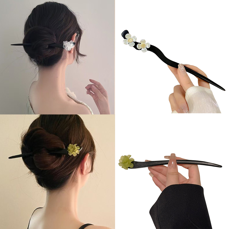 Vintage Fashion Stores - Vintage Chinese Stijl Houten Bloem Haar
