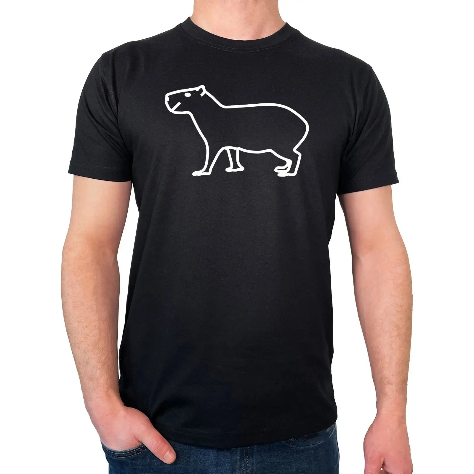 Vintage Fashion Herren - Heren T-shirt Capibara Silhouet Cadeau-idee Cadeau