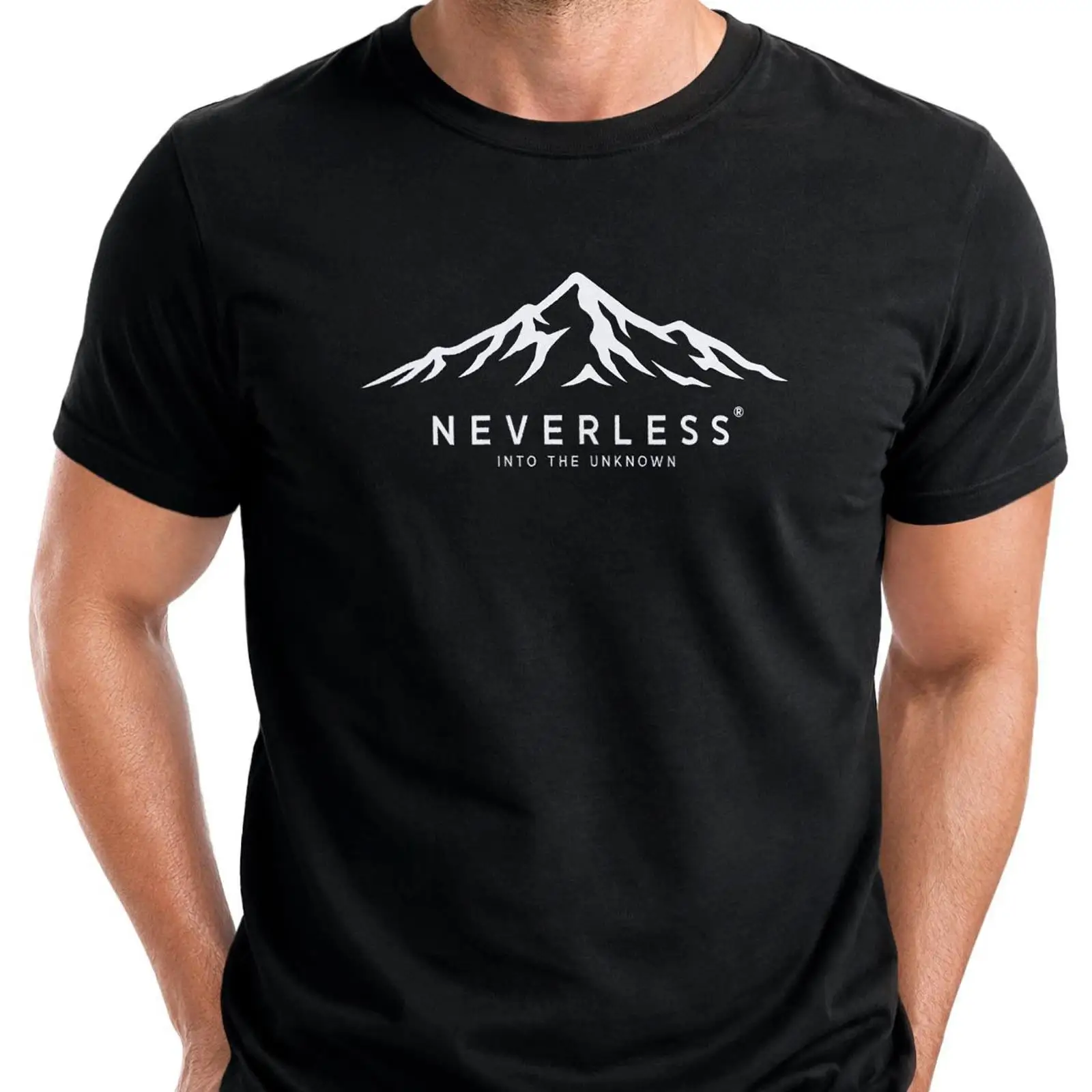 Vintage Fashion Herren - Neverless Print T-shirt Herren Mountain Adventure