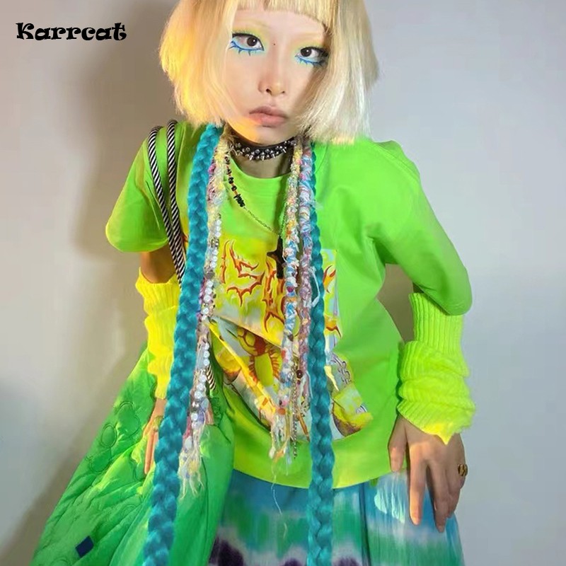 Tie Dye Shirt Vintage - Karrcat Y2k Esthetiek T-shirt 2000S Harajuku