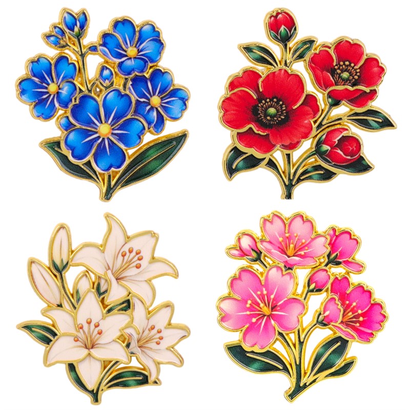 Vintage Fashion Stores - Leuke vintage kleurrijke bloemen emaille pin