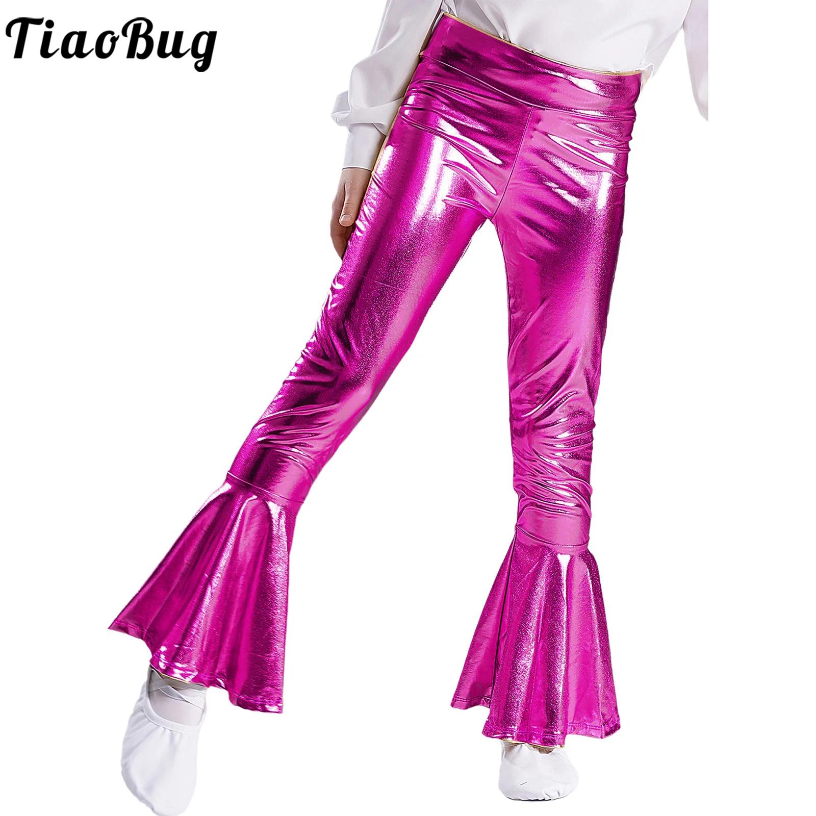 Wide Leg Trouser 70S - Kinderen meisjes glanzende metallic uitlopende broek