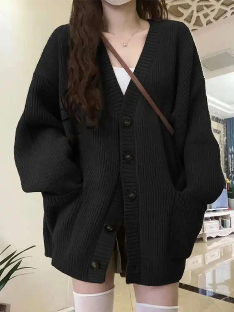 Crop Cardigan Vintage - Losse Vest Vrouwen Lange Mouw V-hals