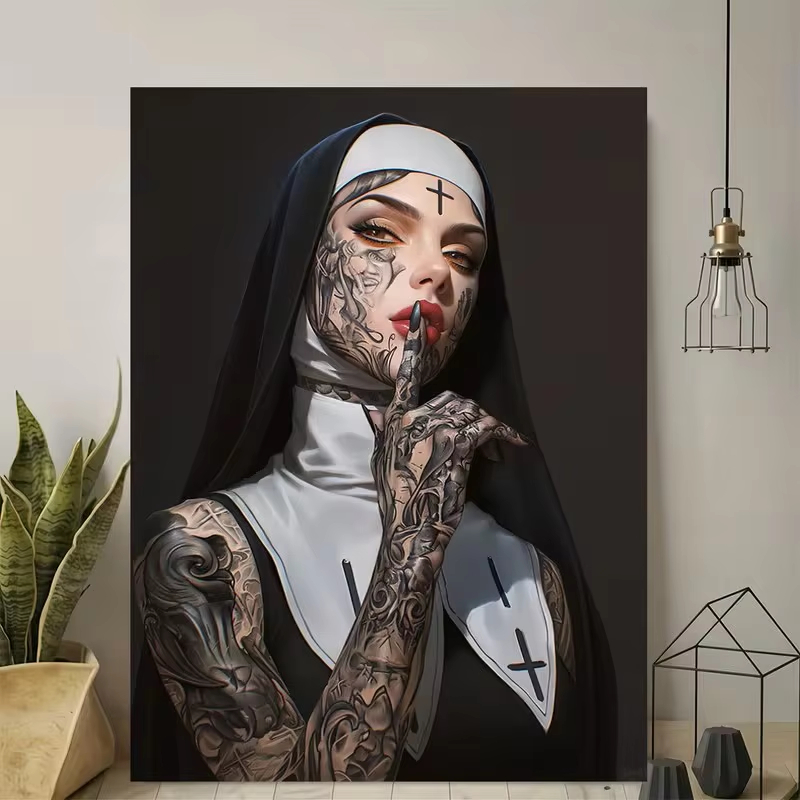 Fashion Girl Tattoo Nun Canvas - Vintage Fashion Photos recensie en prijs