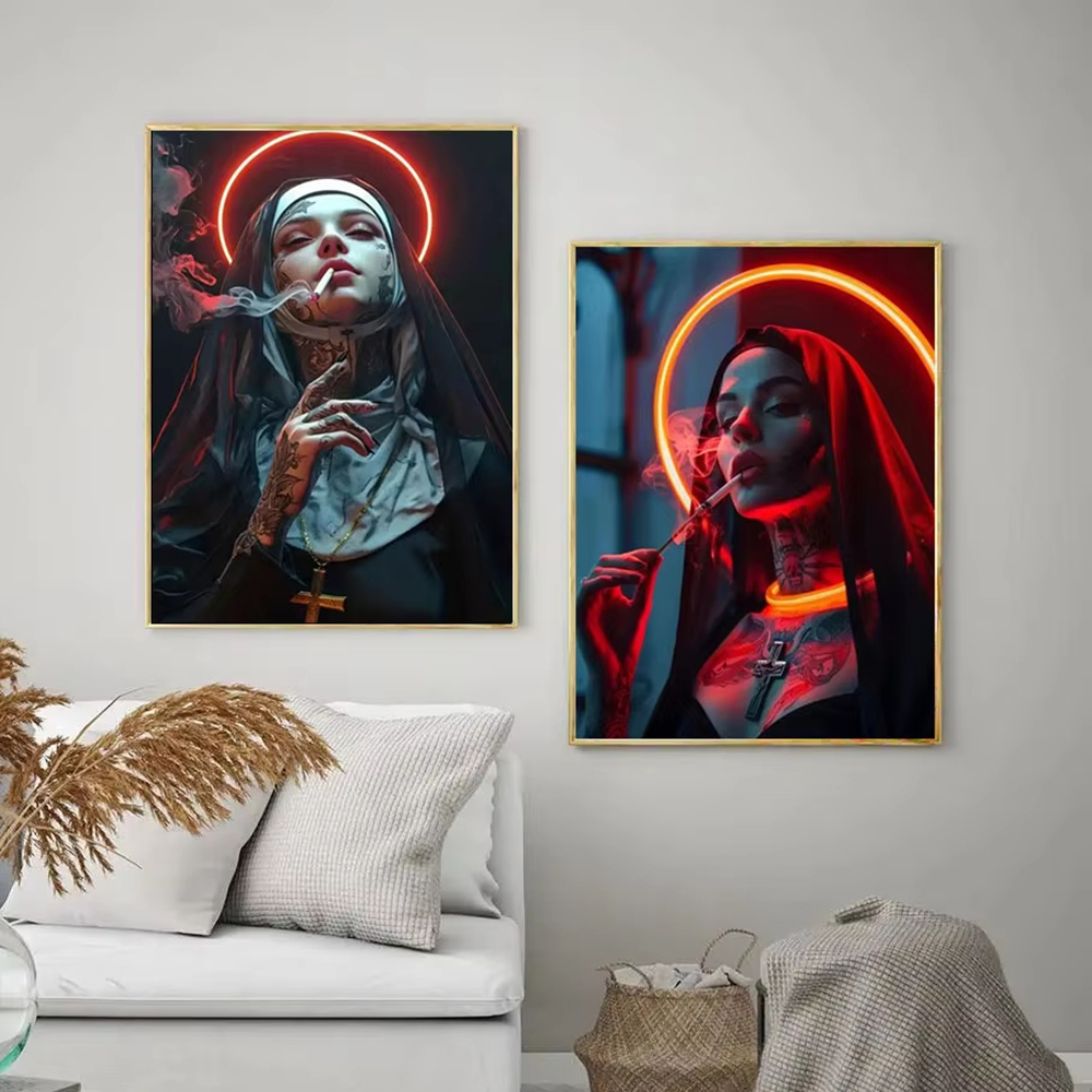 Fashion Girl Tattoo Nun Canvas - Vintage Fashion Photos recensie en prijs