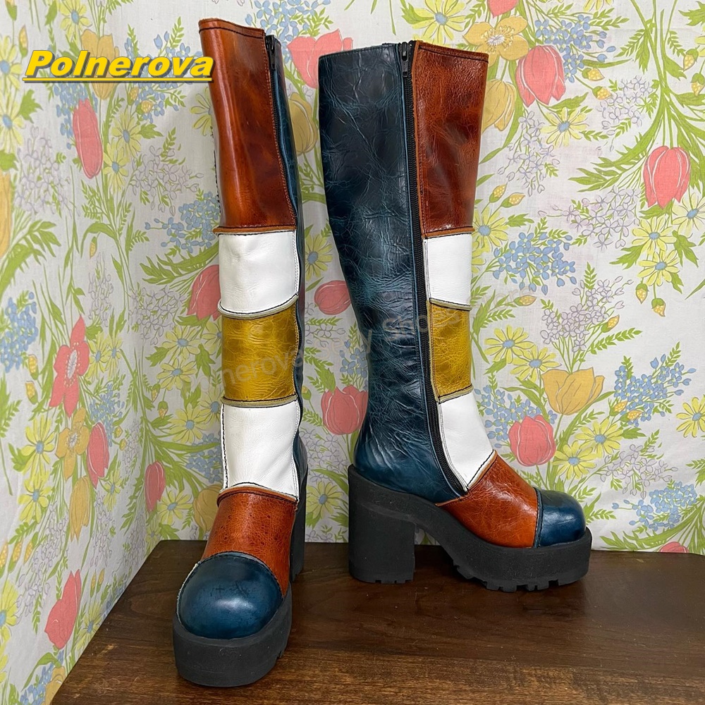 Vrouwen Retro Patchwork Ledere - Vintage Fashion Boots recensie en prijs