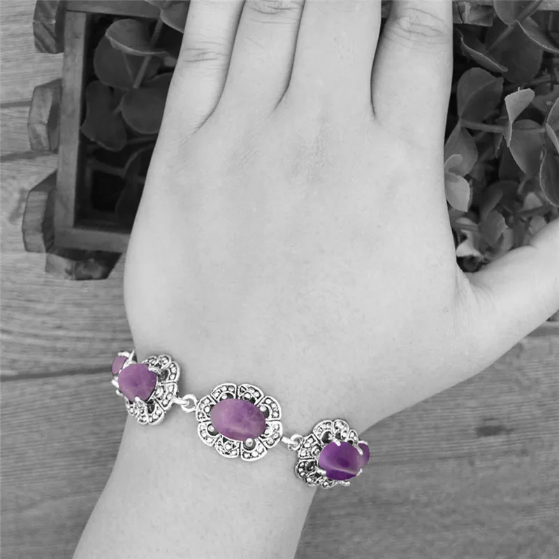 Ovale Amethist Armband Bloem P - Vintage Fashion Looks recensie en prijs