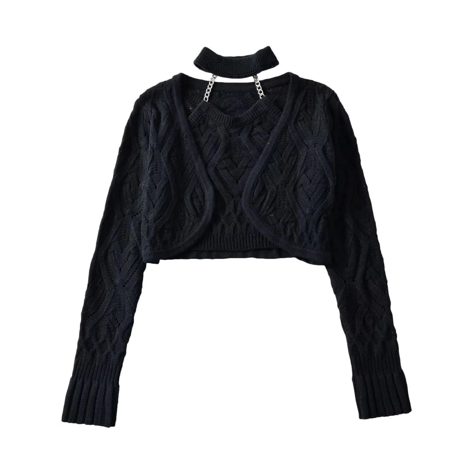 Vrouwen Zwart Halter Cropped C - Crop Cardigan Vintage recensie en prijs