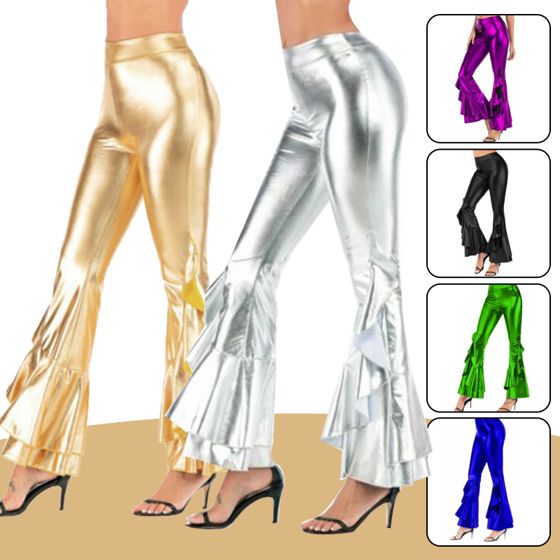 Dames glanzende flare broek la - Wide Leg Trouser 70S recensie en prijs