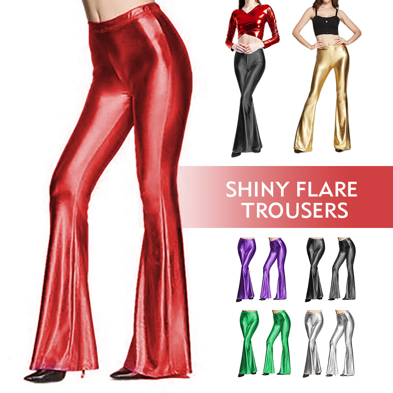 Dames glanzende flare broek la - Wide Leg Trouser 70S recensie en prijs