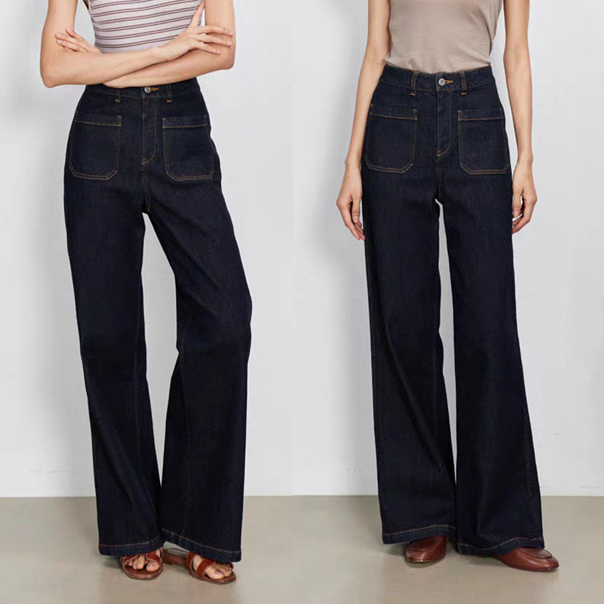 Hoge taille wijde pijpen blauw - Wide Leg Trouser 70S recensie en prijs