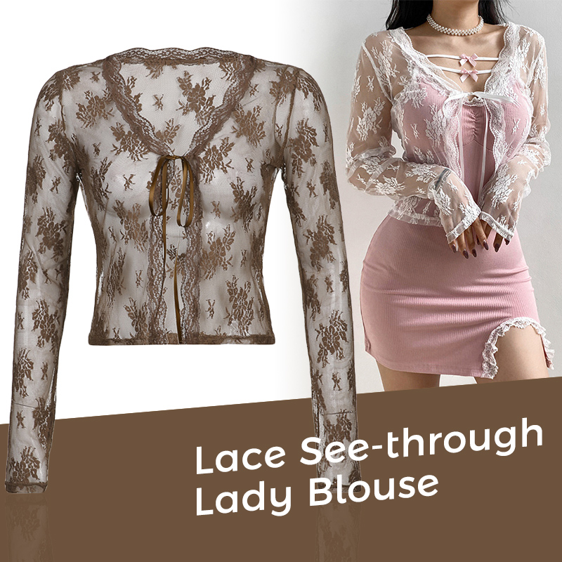 Vrouwen See Through Lace Mesh  - Crop Cardigan Vintage recensie en prijs