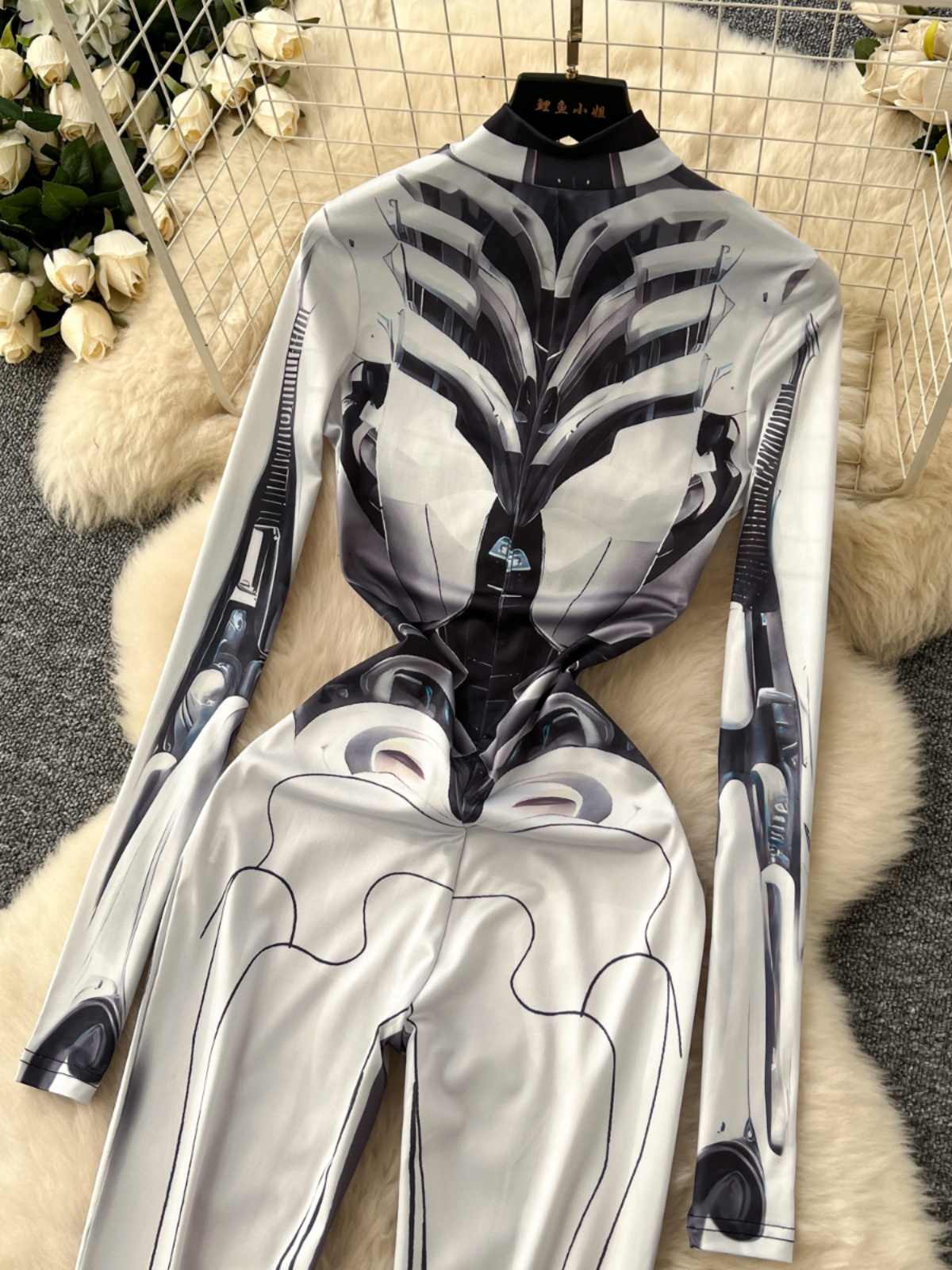 Dames grijze print jumpsuits v - Vintage Fashion Club recensie en prijs